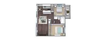 2B 3D floor plan image