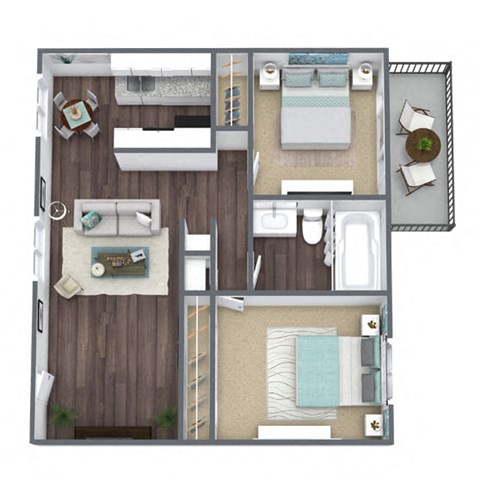 2B 3D floor plan image