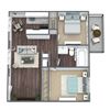 2B 3D floor plan image