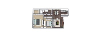 2BD 1BA Floor Plan