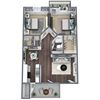 2-bed, 1-bath floor plan, 759 sqft.