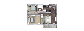 2-Bed, 1-Bath Floor Plan, 900 SQFT.