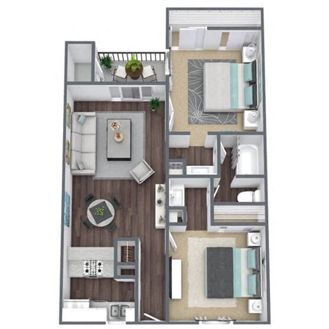 2X1B Floor Plan, 835 SQFT