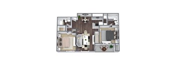 2 Bedroom Floor Plan, 1000 SQFT