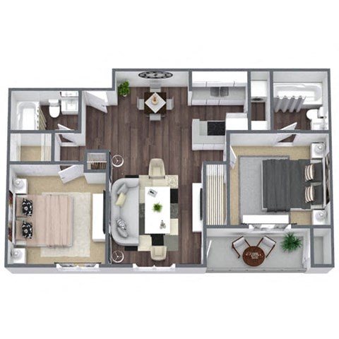 2 Bedroom Floor Plan, 1000 SQFT