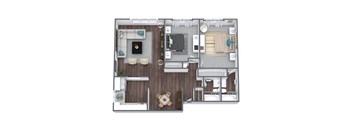 2-Bedroom Floor Plan 3D Image