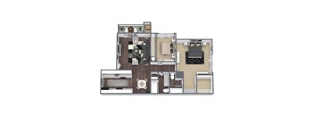 2-Bed, 2-Bath Floor Plan at Saddle Ridge Apartments