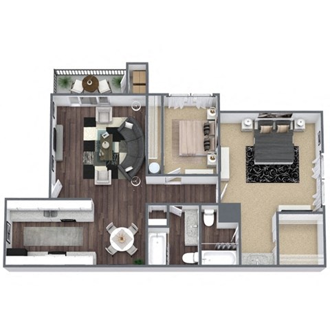 2-Bed, 2-Bath Floor Plan at Saddle Ridge Apartments