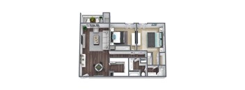 2 Bed 2 Bath A floor plan image at Villages at Metro Center, Phoenix, 85051