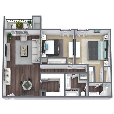 2X2A Floor Plan, 1,010 SQFT