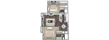 2 Bedroom 3D Floor Plan Image