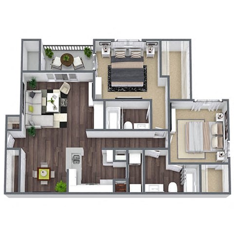 Brentwood 2-bedroom floor plan