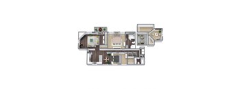 2-Bedroom Floor Plan, 1550 SQFT