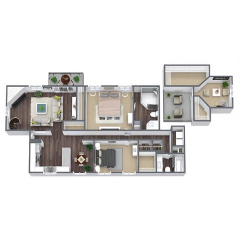 2-Bedroom Floor Plan, 1550 SQFT