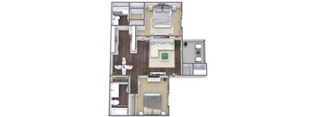 2x2 floor plan at Liberty Creek, Aurora, CO