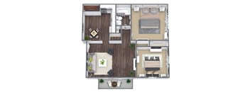 2 Bedroom Floor Plan, 830 SQFT