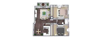 2-Bedroom Floor Plan, 900 SQFT