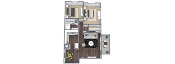Bradford Floor Plan: 2 Bed, 1 Bath