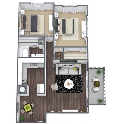 Bradford Floor Plan: 2 Bed, 1 Bath