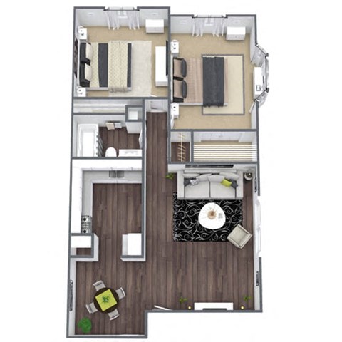 Brentwood Floor Plan: 2 Bed, 1 Bath