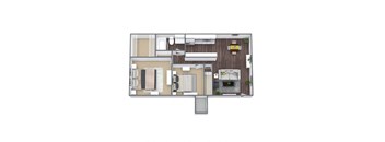 2-bedroom  1-bathroom floor plan