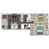 2x1 RWD Floor Plan, 2-Bed 1-Bath, 789 SQFT.