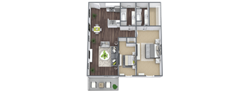 2X2E Floor Plan, 1064 SQFT