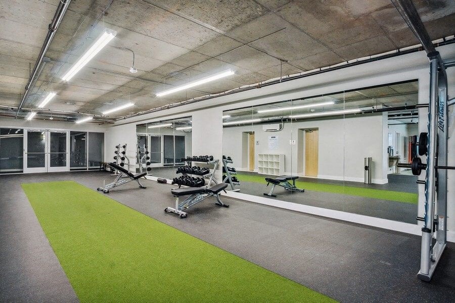 Fitness center with free weights