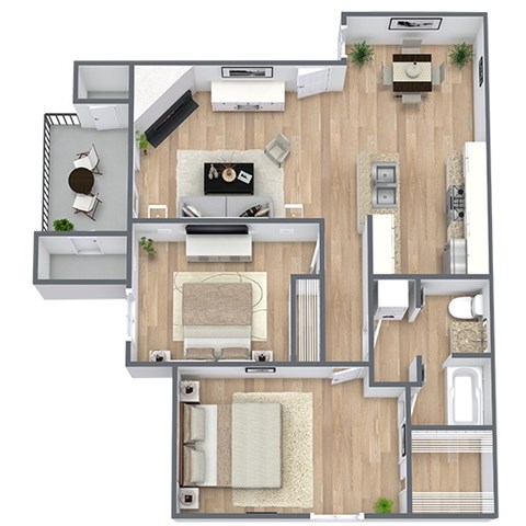 B1 2X1 Floor Plan, 841 SQFT