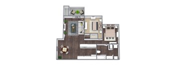 2-Bedroom 1-Bathroom Floor Plan
