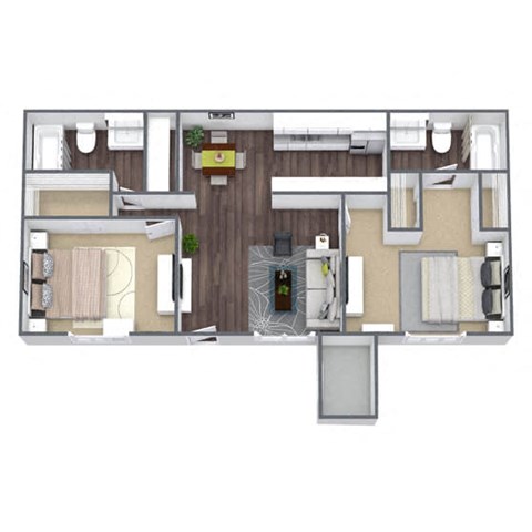 2-bedroom  2-bathroom floor plan