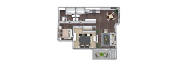 2-Bedroom 2-Bathroom Floor Plan