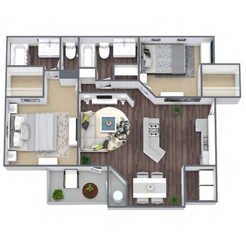 2x2 Large Gold Floor Plan