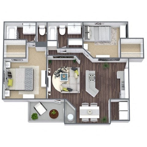 2x2 Large Floor Plan