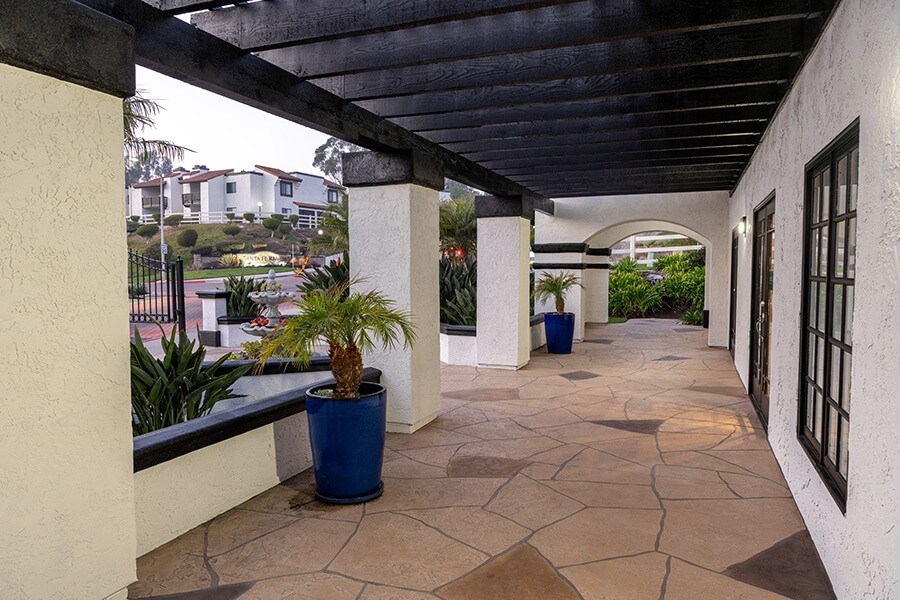 Exterior Community Building at Santa Fe Ranch Apartments located in Carlsbad, CA.