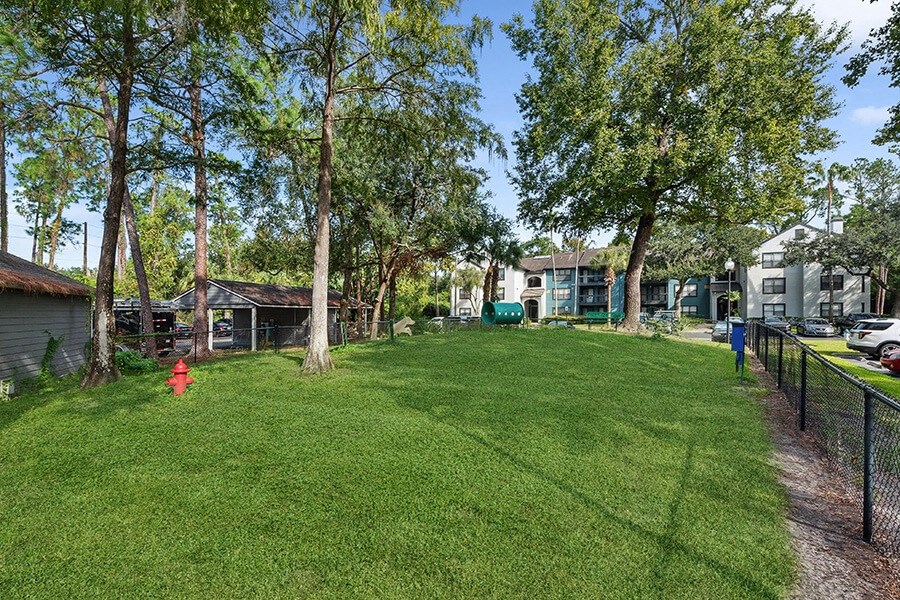Community Dog Park with Agility Equipment at Fountains Lee Vista Apartments in Orlando, FL.
