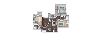 3x2 B floor plan image at Bridges at Oakbend, Lewisvillle, 75067