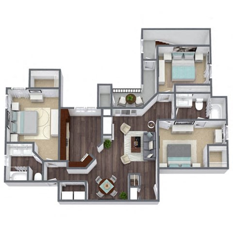 3x2 B floor plan image at Bridges at Oakbend, Lewisvillle, 75067