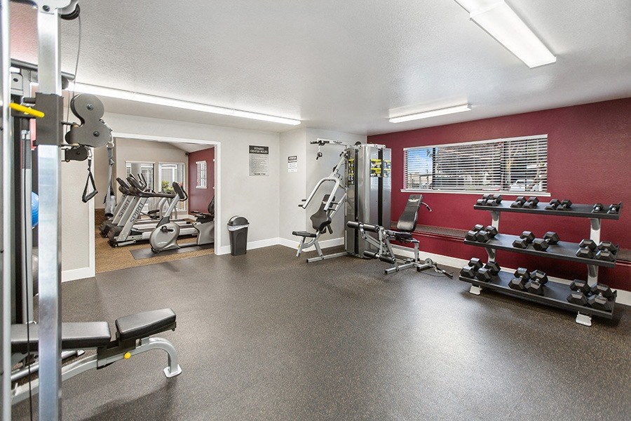 Community Fitness Center with Equipment at Meritage Apartments in Vallejo, CA.