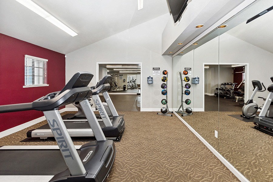 Community Fitness Center with Equipment at Meritage Apartments in Vallejo, CA.