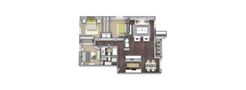 Elevate at Jackson Creek 3x2 Floor Plan (A); 1,241  SQFT.