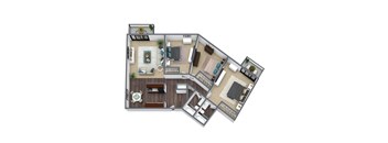 3 Bed, 2 Bath 3D Floor Plan Imageat Elevate on Parkway, Burnsville, MN