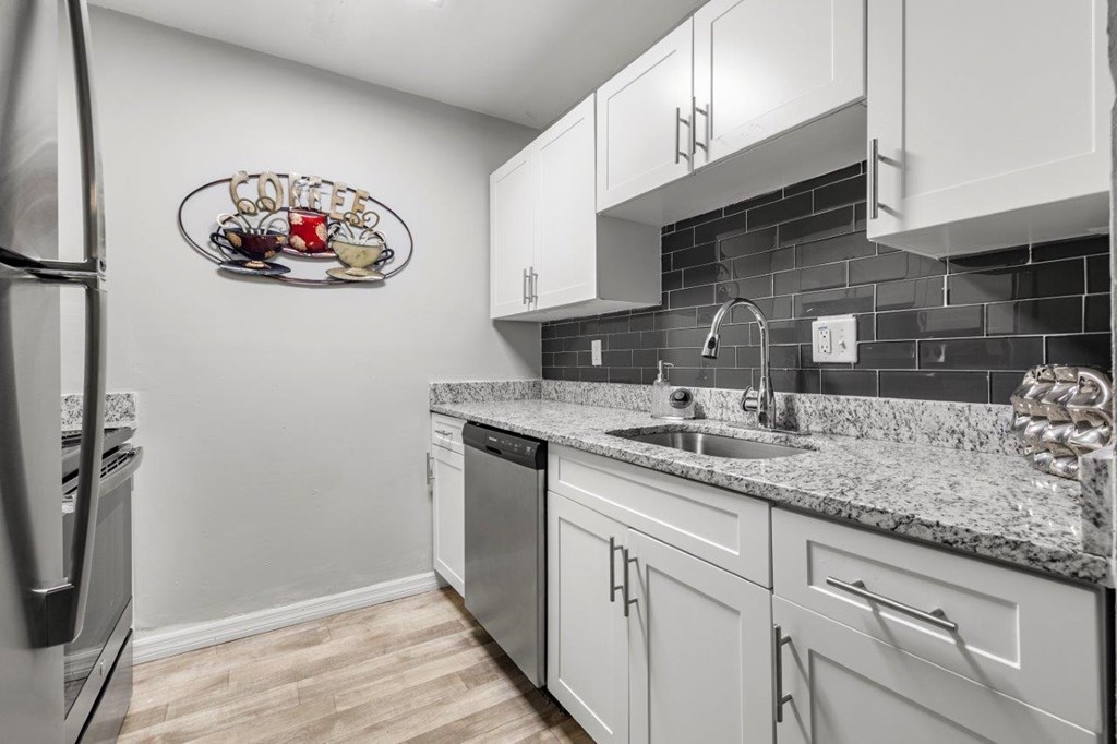 Model kitchen at Oasis at Bayside Apartments in Largo, FL