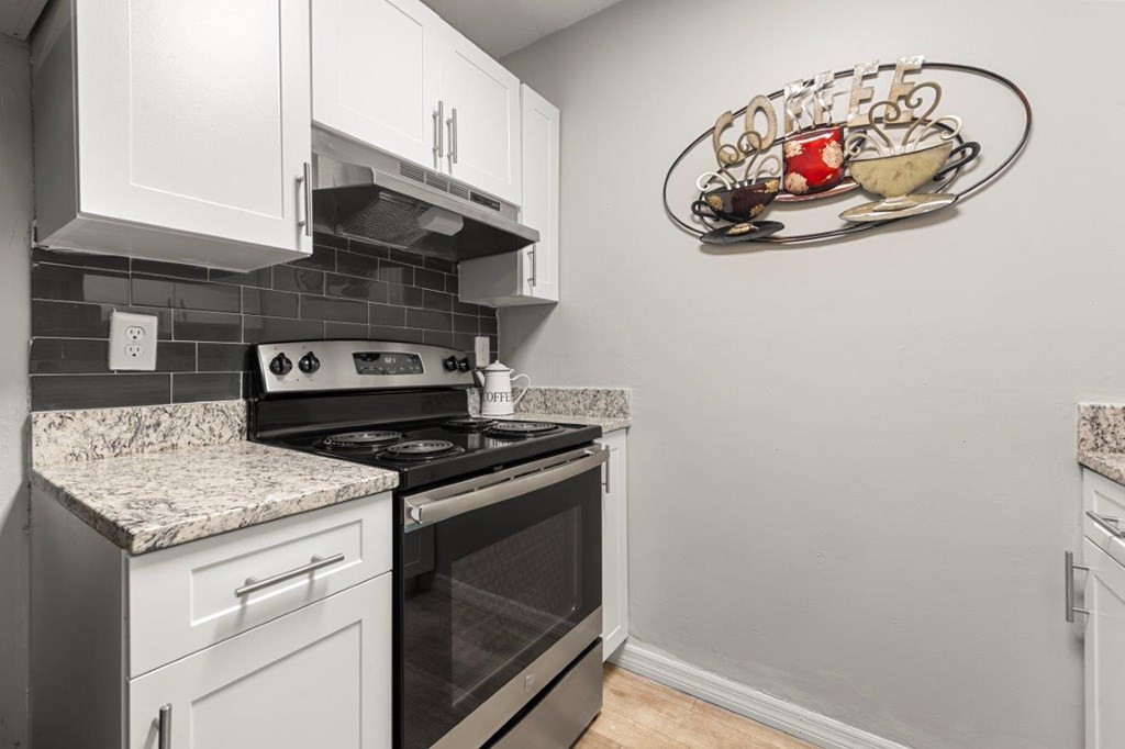 Model kitchen at Oasis at Bayside Apartments in Largo, FL