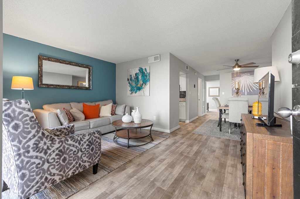 Model living room at Oasis at Bayside Apartments in Largo, FL