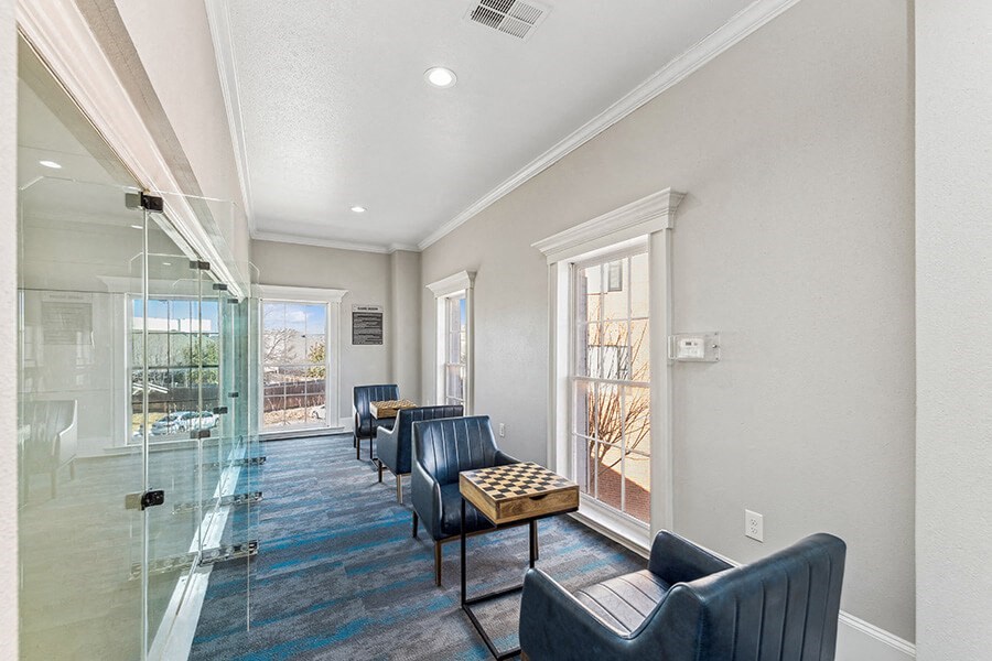 Community Clubhouse with Game Tables at Chapel Hill Apartments located in Lewisville, TX.