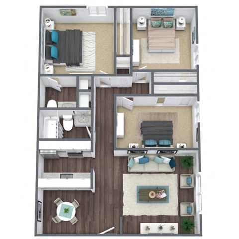 3-Bed, 1.5-Bath Floor Plan 3D Image