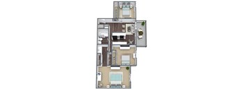 3X1A Floor Plan, 1,024 SQFT.