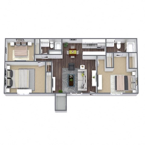 3-bedroom  2-bathroom floor plan