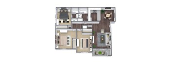 3-Bedroom 2-Bathroom Floor Plan